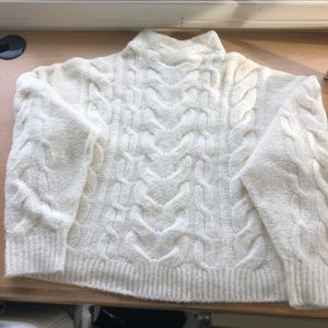 J Crew Point Sur Cream Cable Knit Sweater (M)